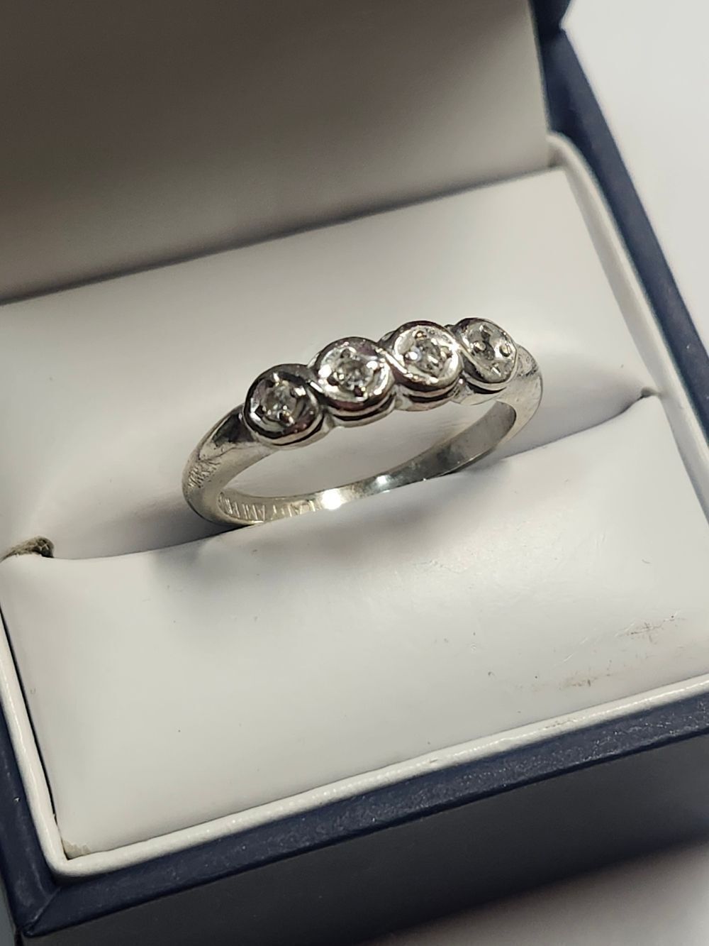 14K Solid White Gold Diamond Engagement Ring Size 6 Lady America Vintage